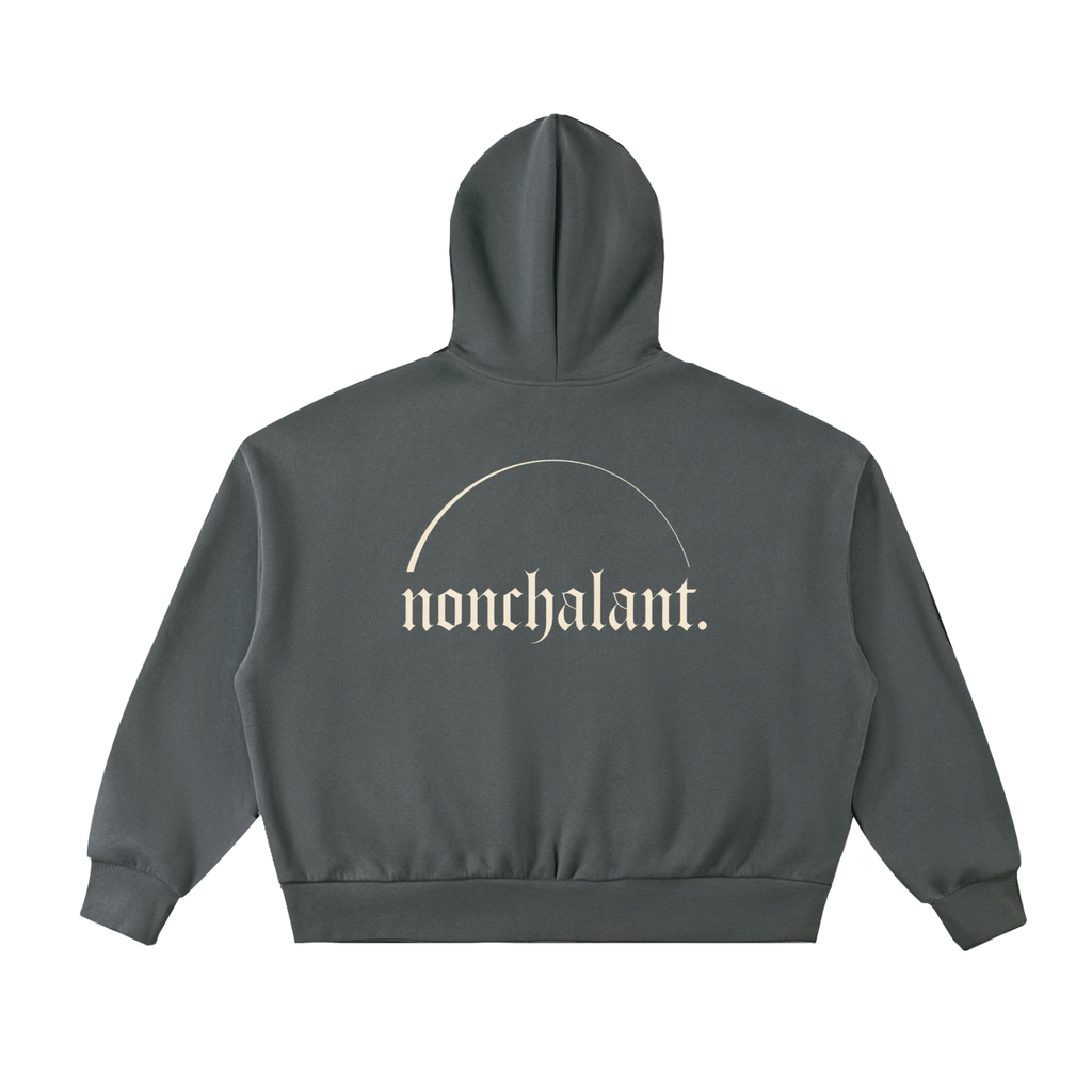 Fleeced Full-Zip Boxy Hoodie
