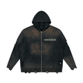 Unisex Distressed Full Zip Sweater