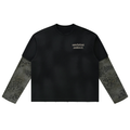 Unisex Vintage Wash Leopard Paneled Layer T-Shirt