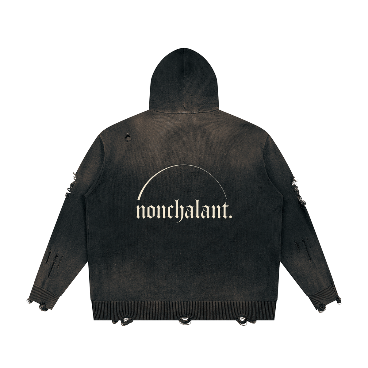 Unisex Distressed Full Zip Sweater
